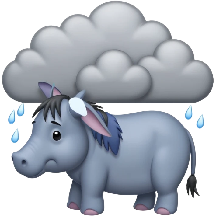 Eeyore under a raining cloud emoji