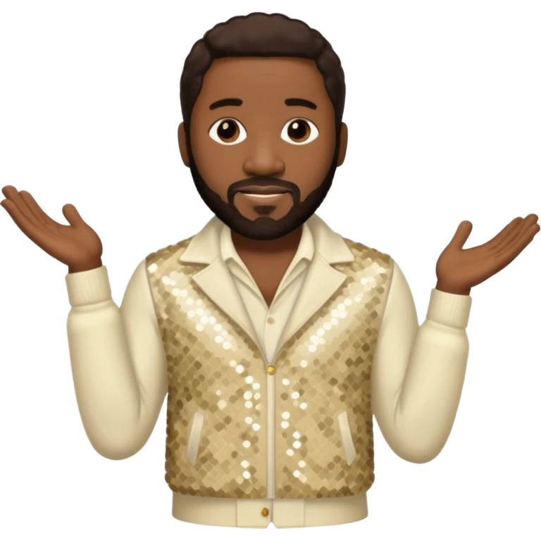 Eddie Levert from The O'Jays with dark brown hair, cream sequin outfit emoji