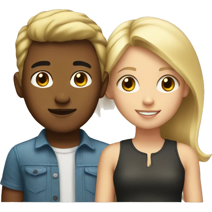 Blonde girl and light brown boy  emoji