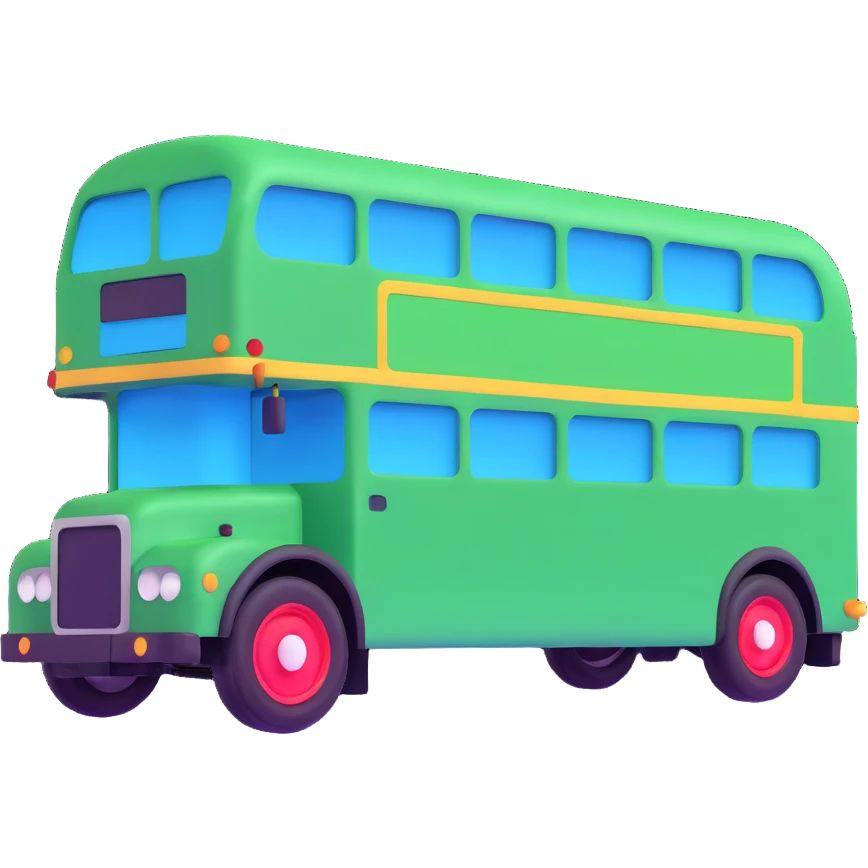 green double decker bus facing right emoji
