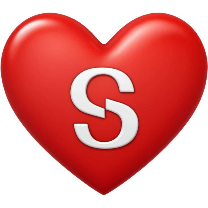 Love heart in red colour and center S letter only emoji