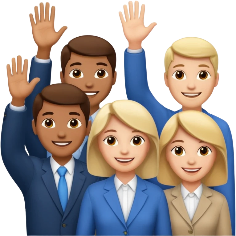standing and saying goodbye a group of coworkers to right side emoji