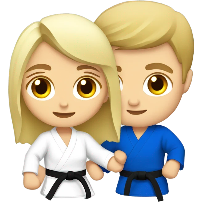 Blonde woman and brunette white man doing Jiu jitsu  emoji