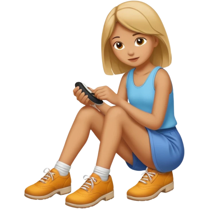 Girl tying her shoe emoji