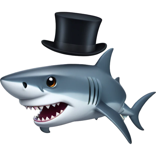 Shark with a top hat emoji