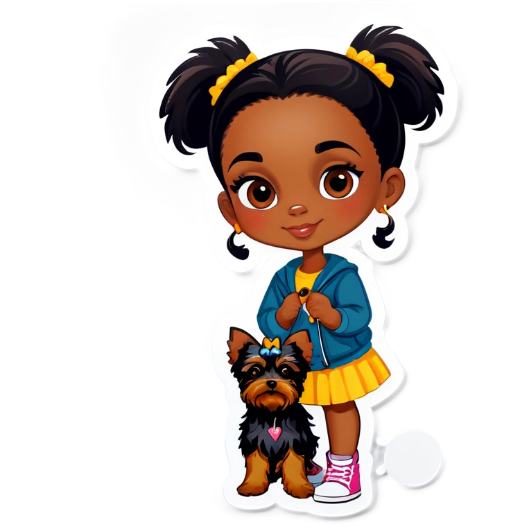 Black girl with yorkie emoji