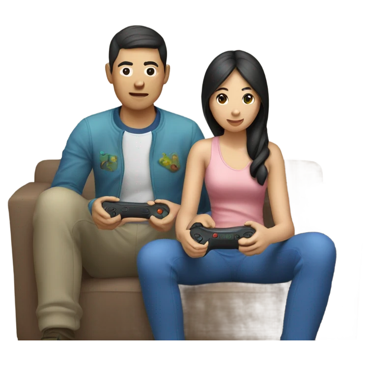 Asian Couple playing video games emoji