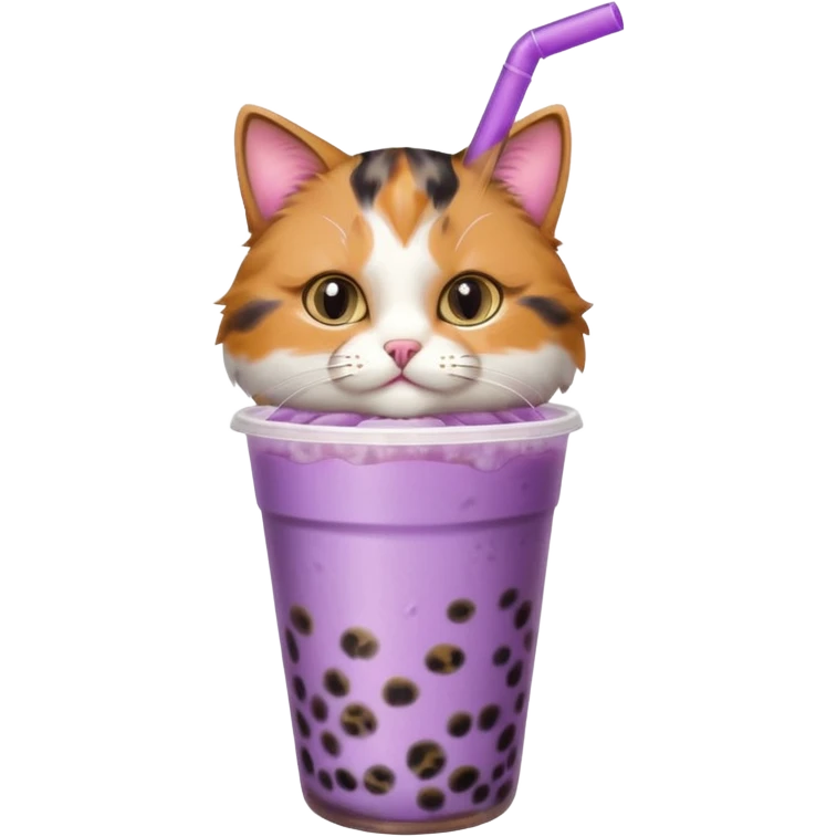 a cat with a purple bubble tea emoji