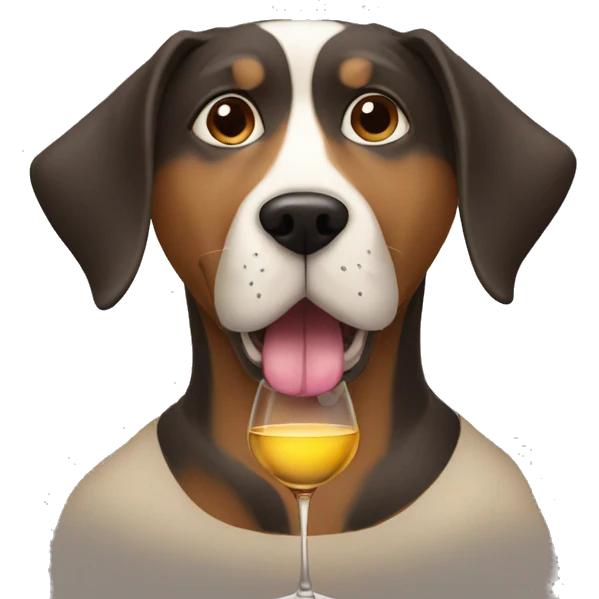 Dog-man hybrid sipping wine emoji