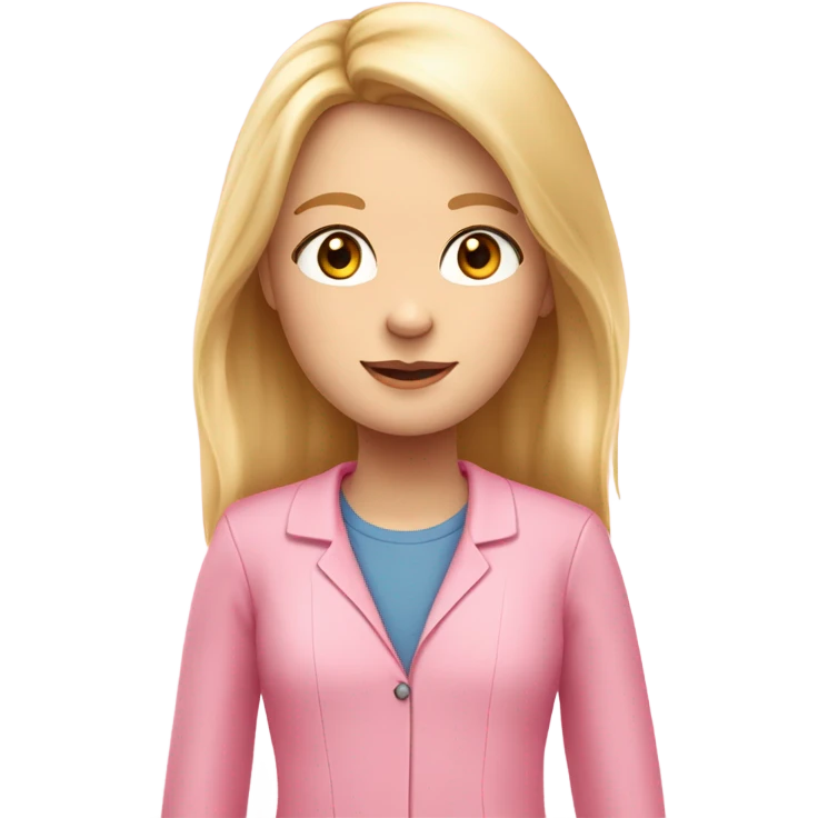 een meisje met blond haar en die is heel mooi met een roze schooloutfit emoji