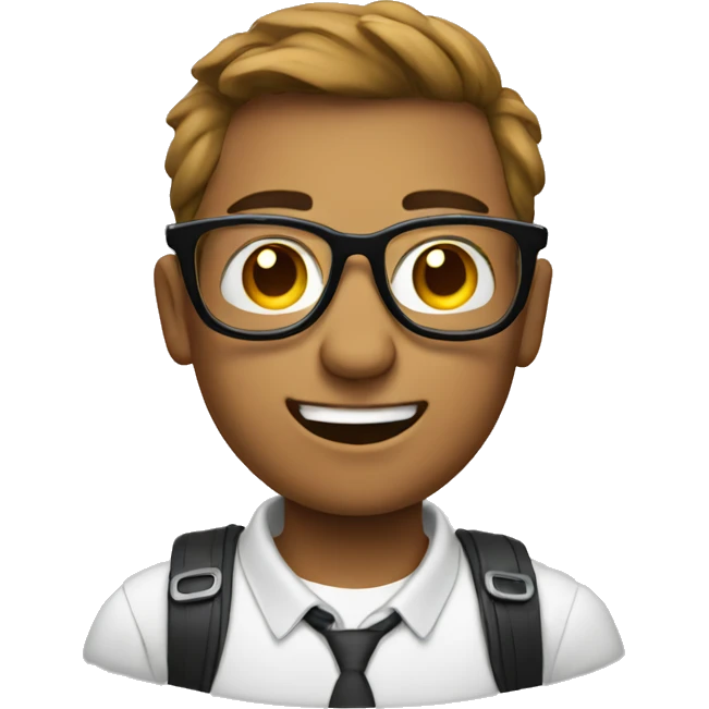 Nerdy emoji with glasses and camera emoji