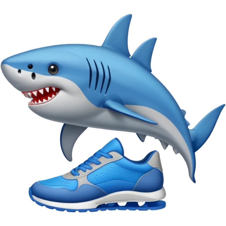 Tiburón con zapatillas azules y en 2 patas emoji