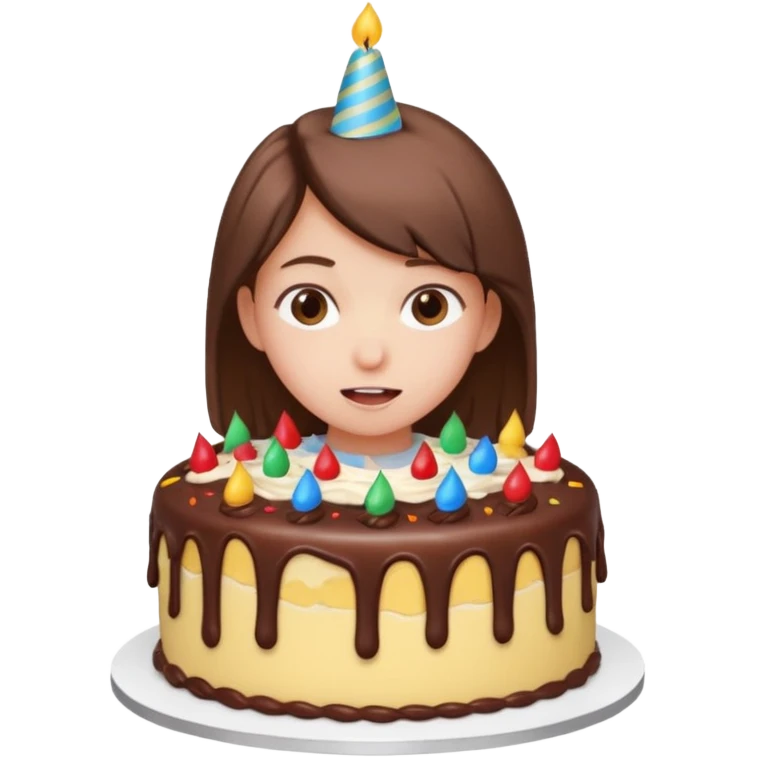 Girl smashing her head into a birthday cake  emoji