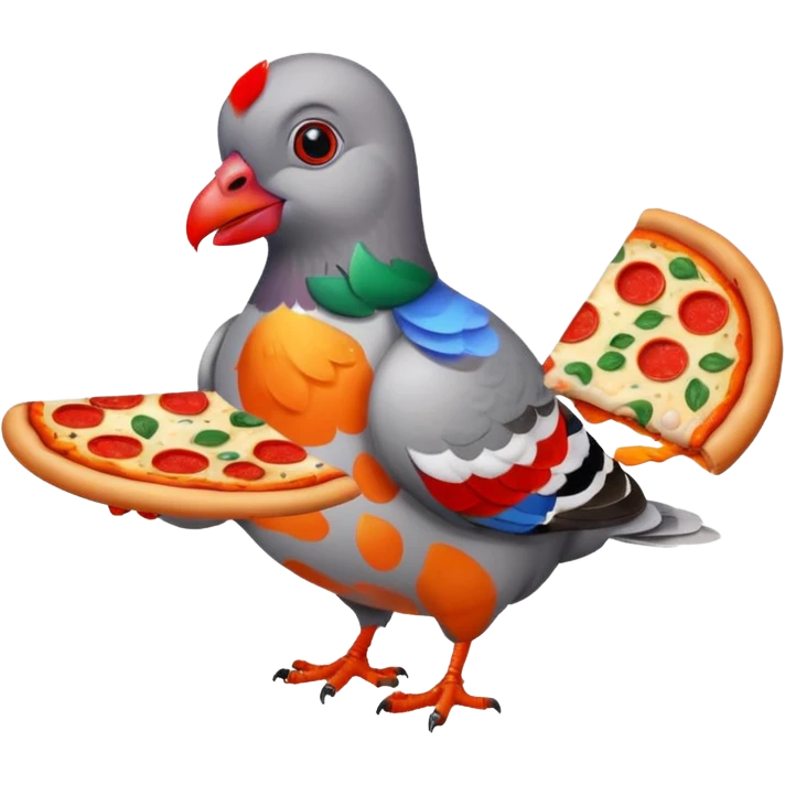 pigeon with a pizza in its mouth emoji