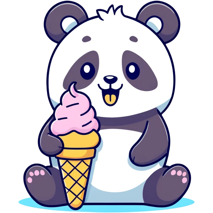 Panda eating ice cream emoji