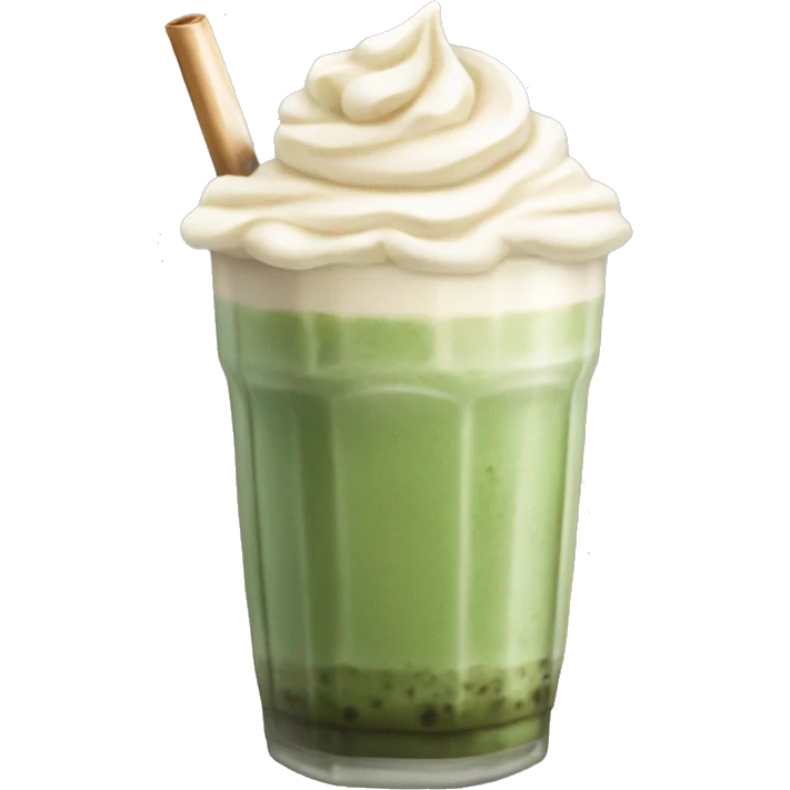Cute matcha iced latte with vanilla cream on top emoji