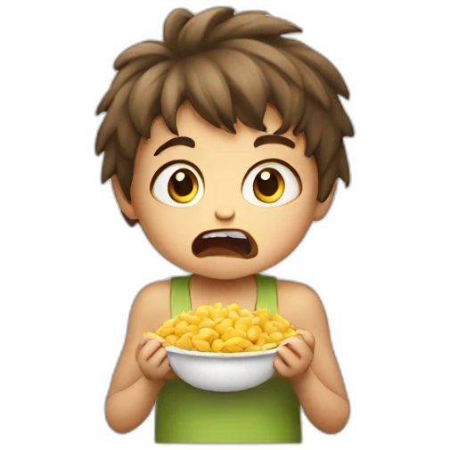 Angry child eating emoji