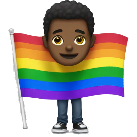 Black man with a rainbow flag emoji