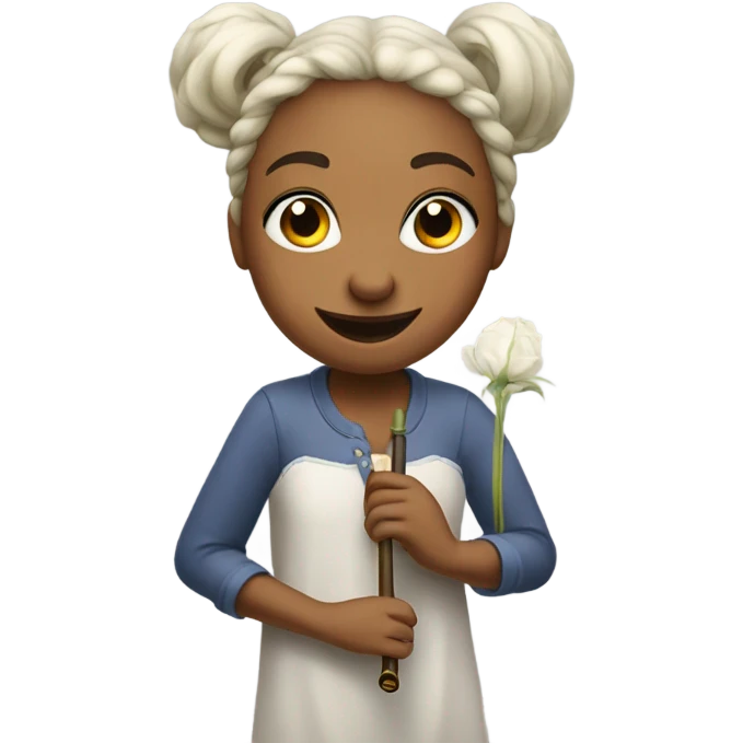 Fille qui joue de la flûte à des rats emoji