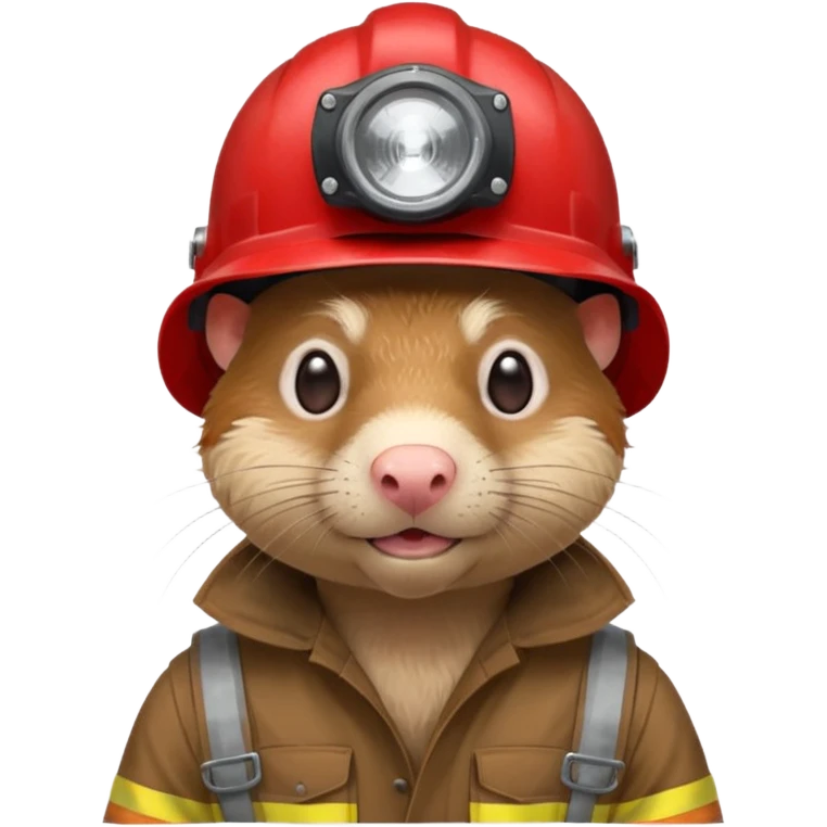 a mole rat, red helmet, headlamp, worker cloth emoji