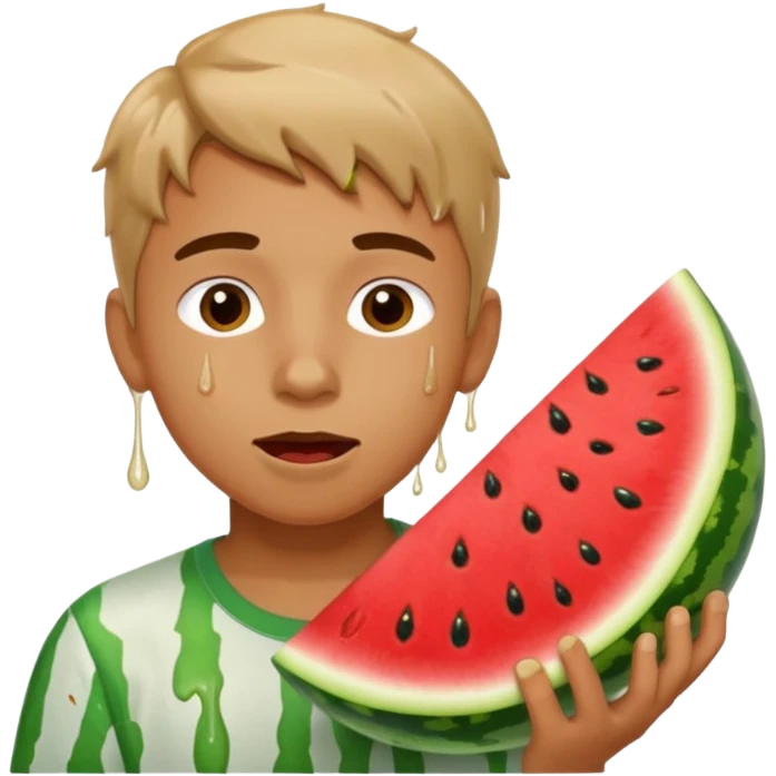 Boy eating watermelon  emoji