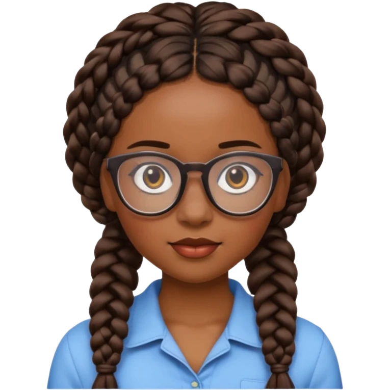a pretty black girl with pretty braids and glasses  emoji