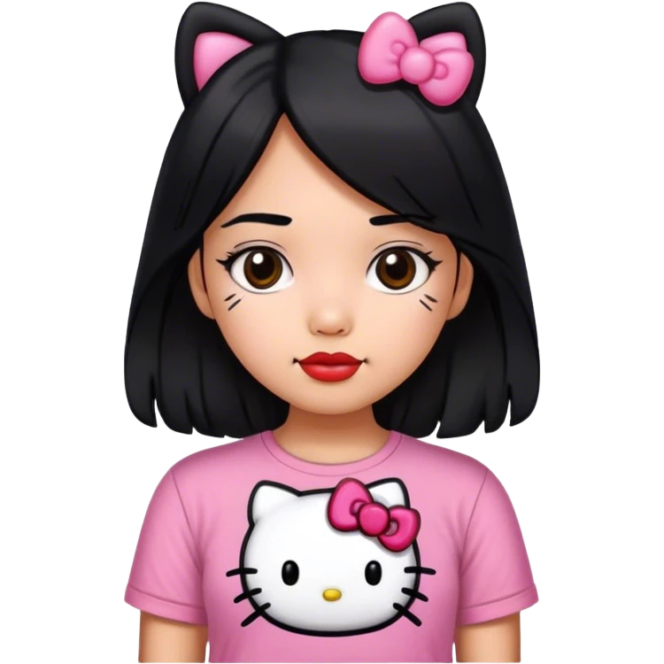 hello kitty girl black hair mexican with long hair emoji