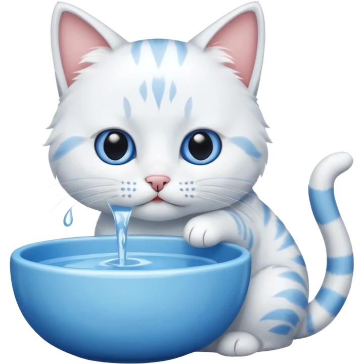 a cat drinks water from a bowl emoji