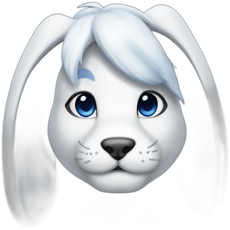 Muscular Anthro white rabbit with dark blue hair emoji