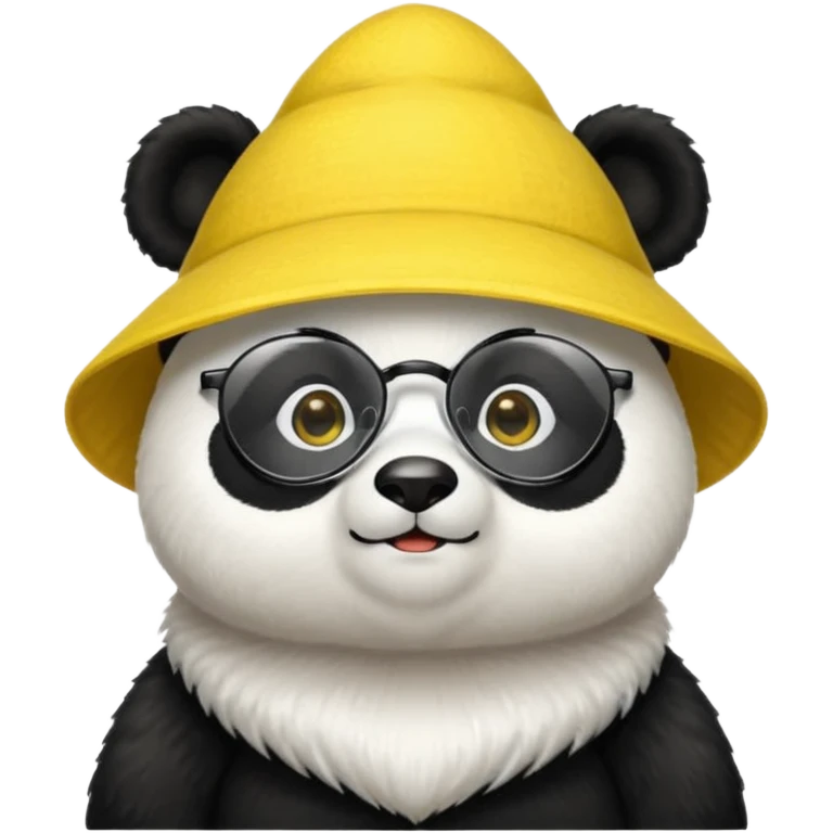 panda with yellow conical hat, glasses emoji