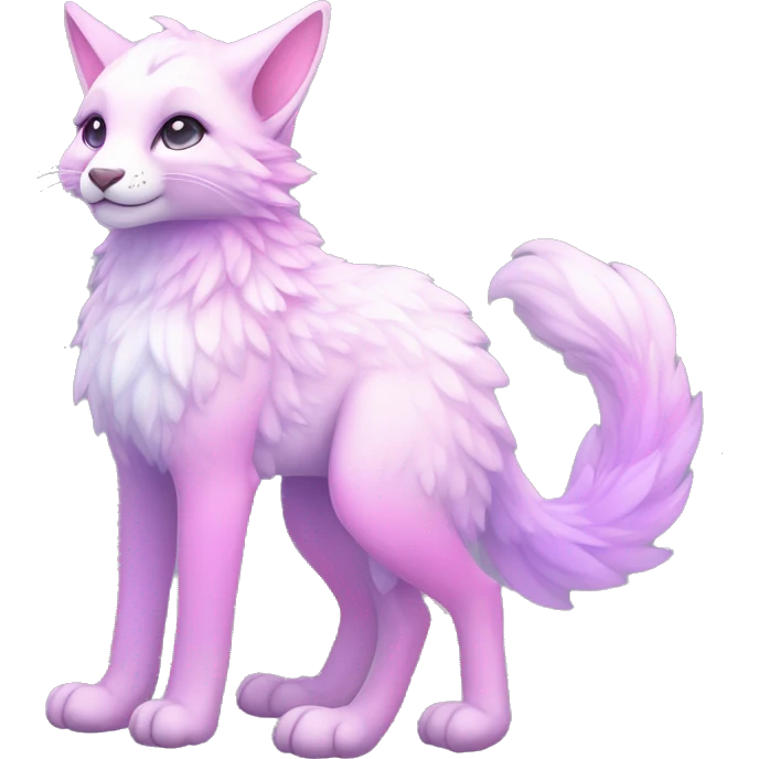 Kawaii colorful bright light pastel lilac-pink-white-gradient fantasy ethereal anthro fursona animal creature emoji