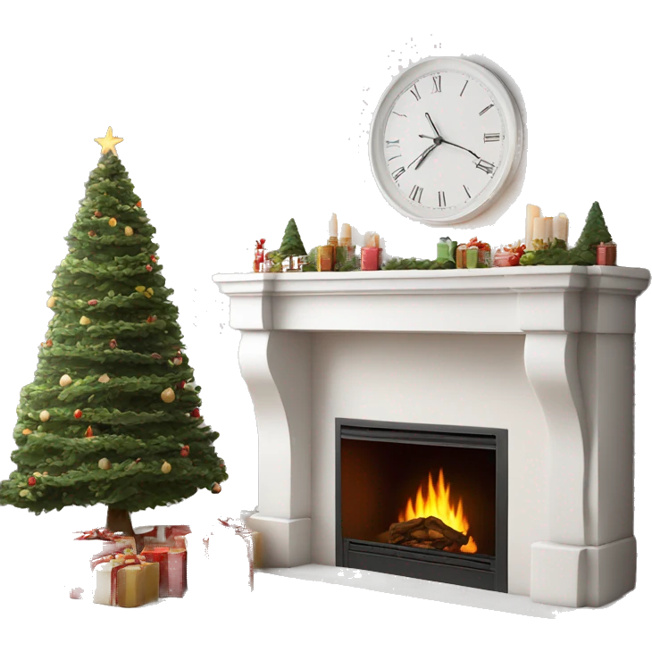 White asthetic clean Christmas fireplace  emoji