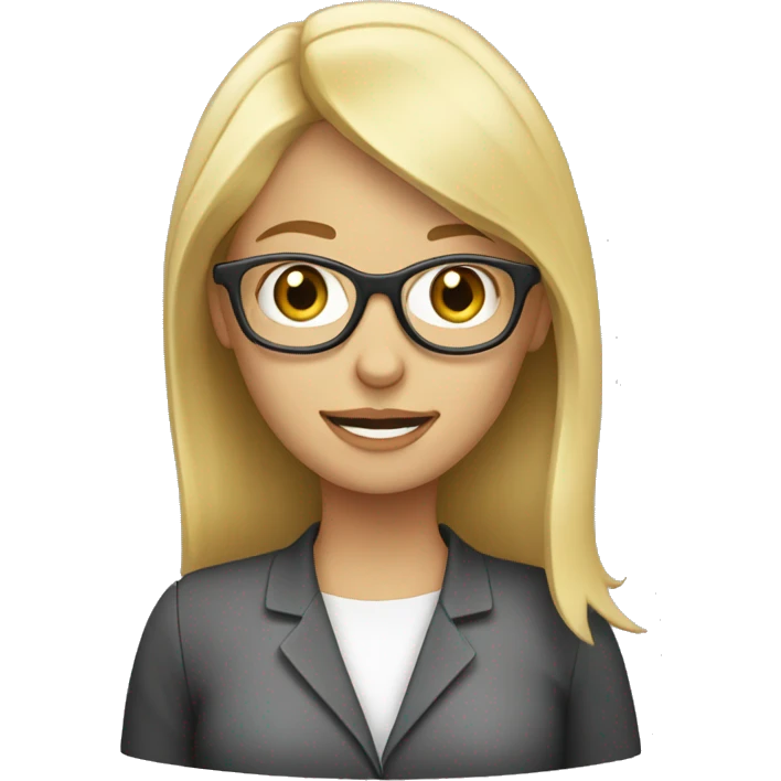 blond haired female with glasses typing on a computer emoji
