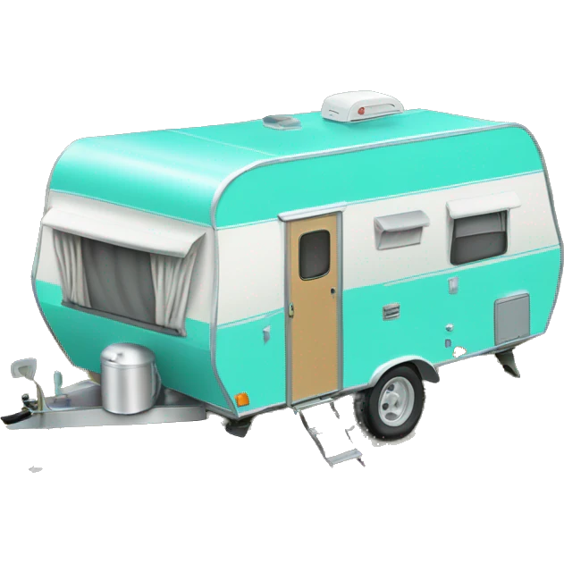 Realistic isolated tiffany blue camping trailer emoji