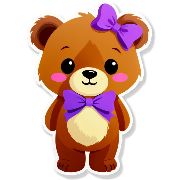 Cute bear with a purple bow emoji