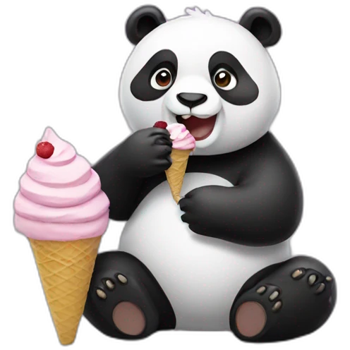 Panda eating ice cream emoji