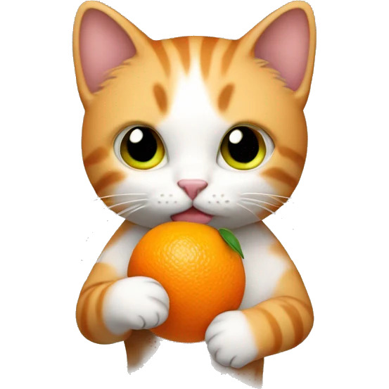 kitty holding two oranges emoji