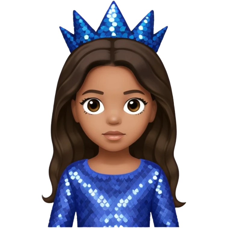 Blue Ivy Carter with long dark brown hair, periwinkle sequin outfit emoji