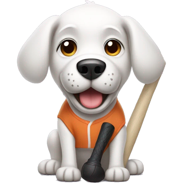 White Dog with Baseball Bat emoji