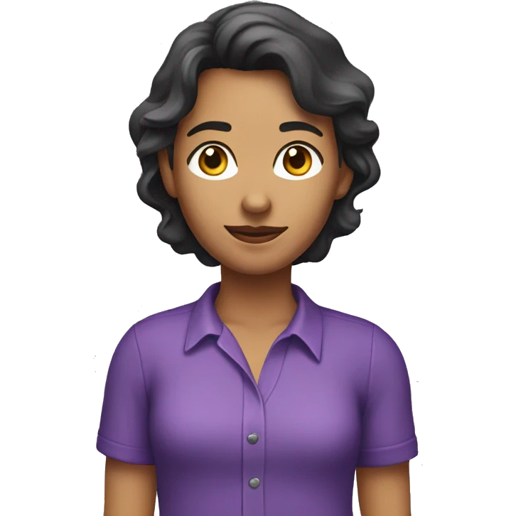 A purple shirt that says "Luisa Santos emoji