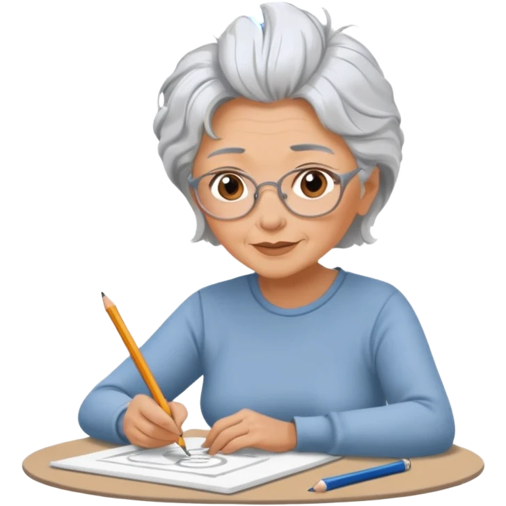 Older woman sketching in spiral pad emoji