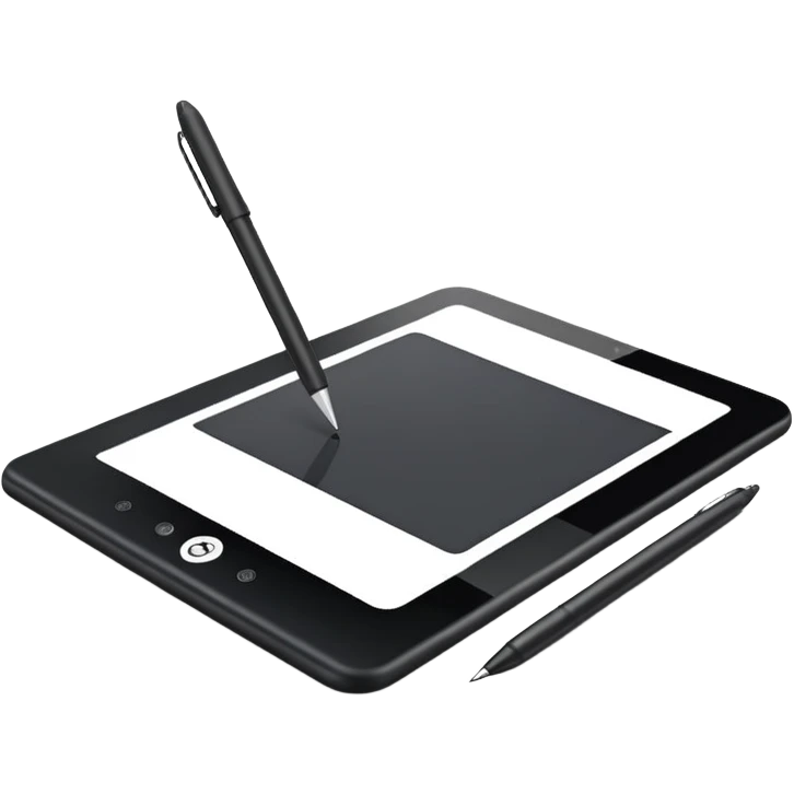 digital drawing tablet with a stylus resting on top emoji