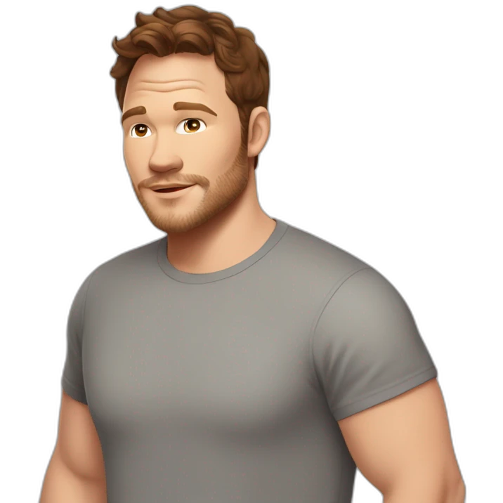 Chris Pratt brunette cartoon wearing t-shirt emoji