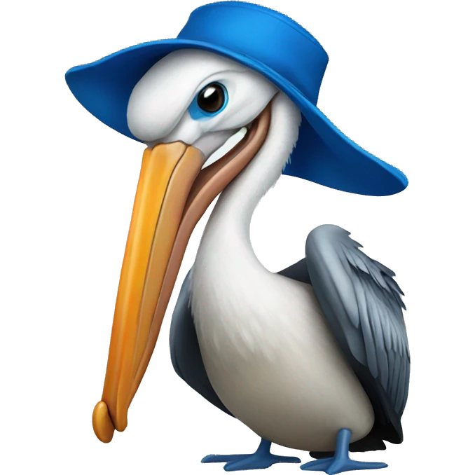Pelican with blue hat emoji