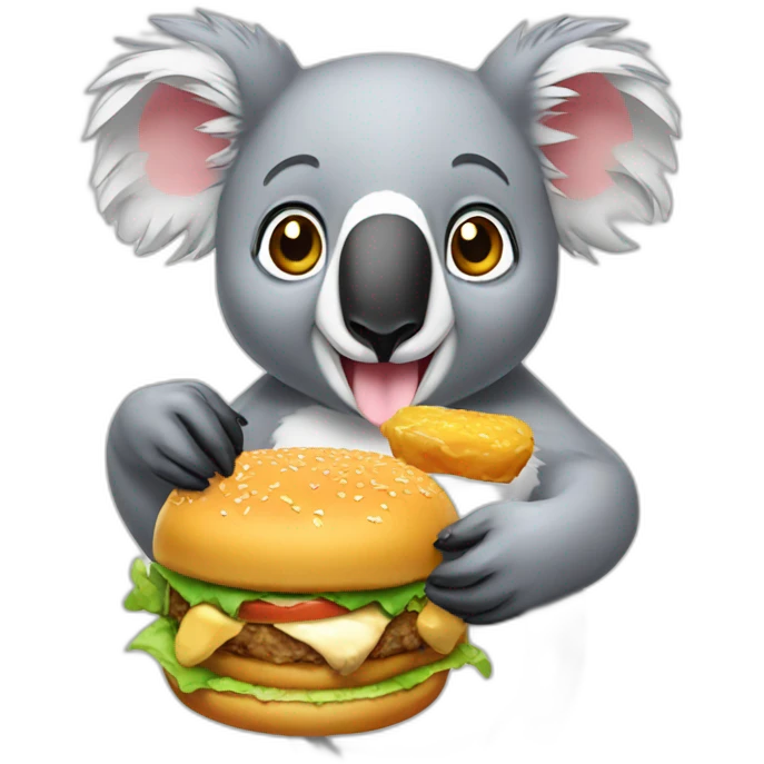 koala eating chicken burger emoji