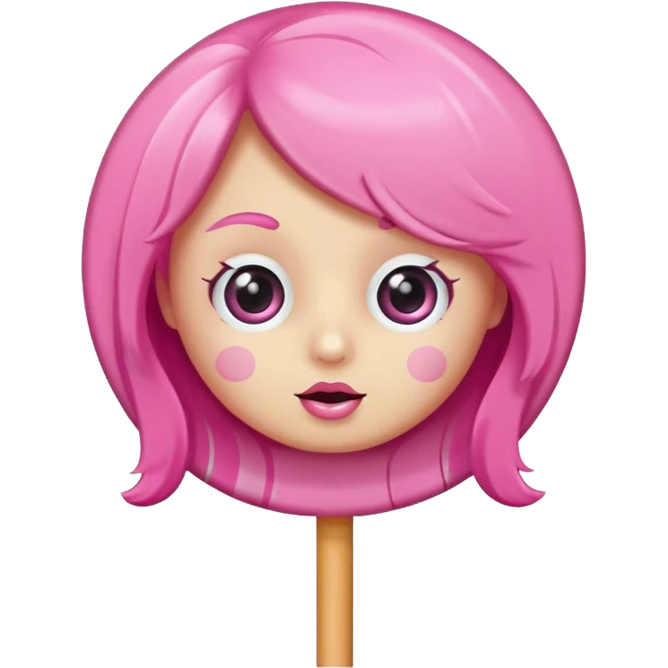 cute lollipop with eyes and hair and charactarized like cartoon but doesnt look like human emoji