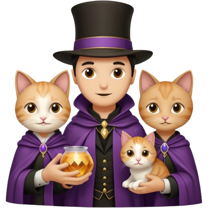 magician couple and their pet cat emoji