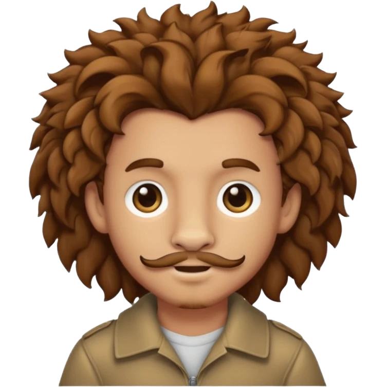 Make a cute boy lion with curly brown hair with a disconnected goatee and medium skin emoji