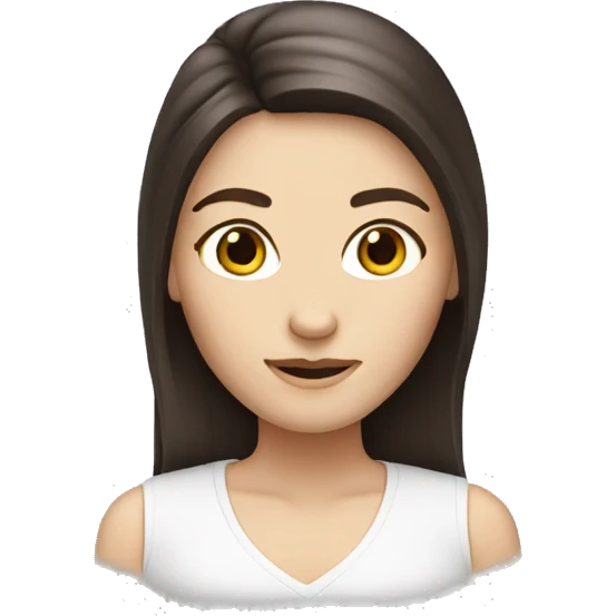 White girl dark brown straight hair emoji  emoji