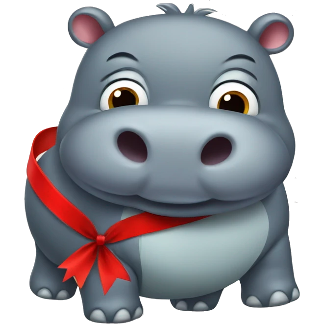 Hippo with red ribbon emoji